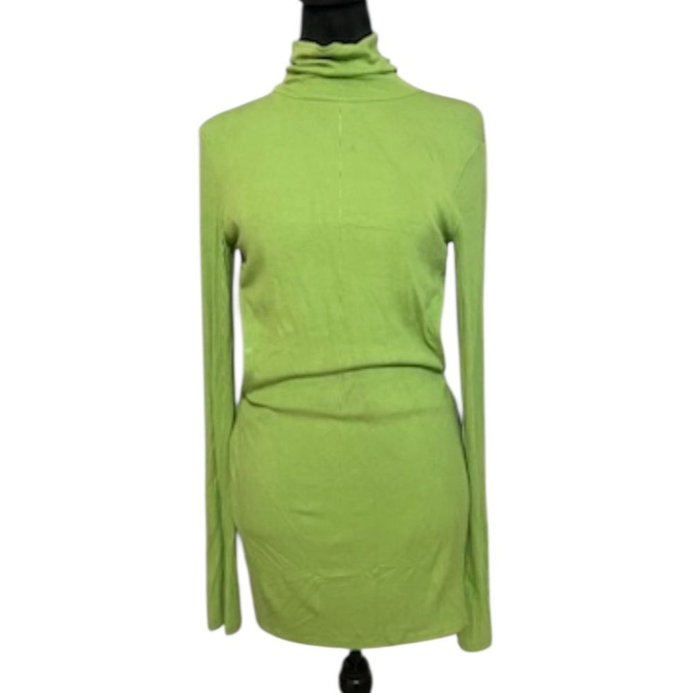 Fashion Nova Neon Green Turtleneck  mini dress, backless, Large - Picture 4 of 5